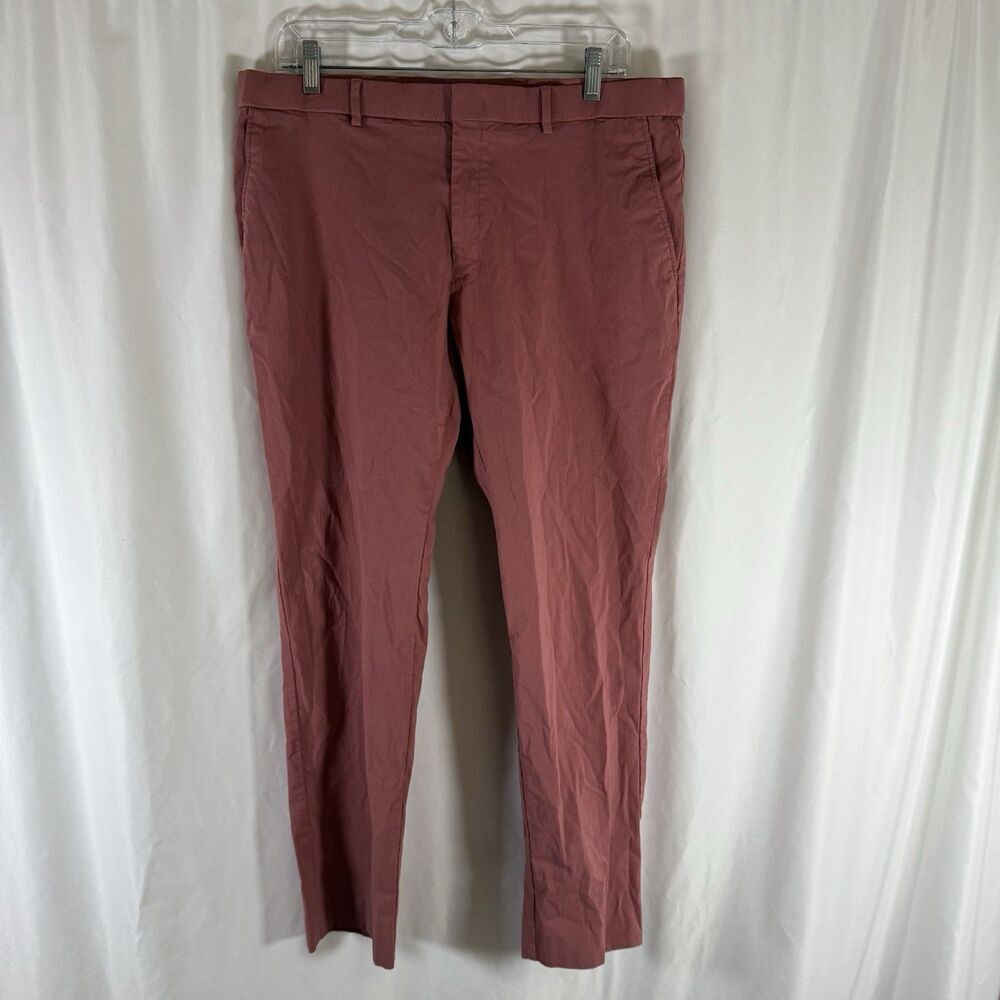 Ralph Lauren Chino Pants Men's 38x30 Coral Flat Front Slit Pockets Nylon Blend